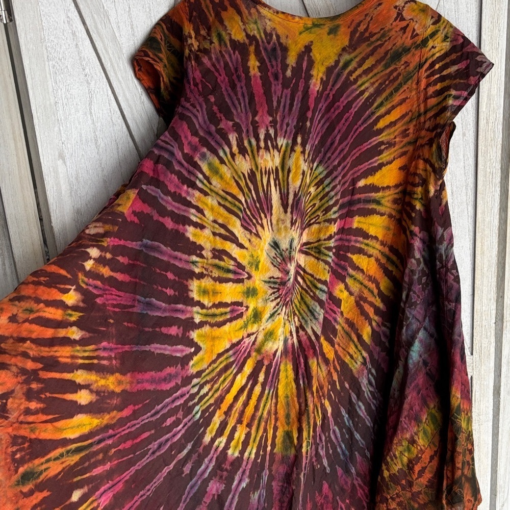 Tie-Dye Women's Top Dress - Multicolor 100% Cotton - Picture 4 of 7